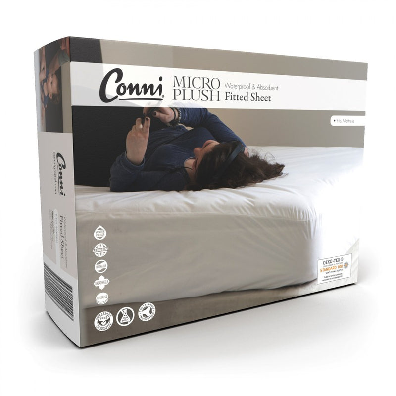 Conni Micro-Plush Waterproof Fitted Sheet  - Queen -  153x203cm