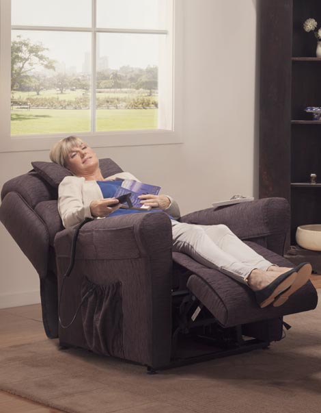 Electric Lift Chair Reclined Woman Reading