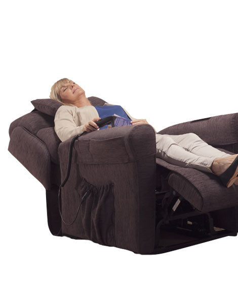 Electric Lift Chair Woman In Full Reclined Position