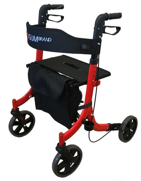 Redgum Compact Side Folding Walker Side View Red