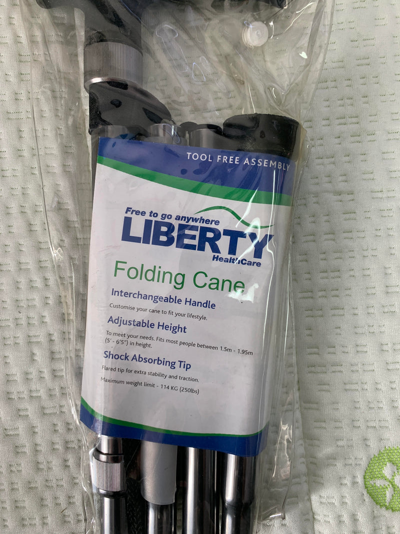 Liberty Base Cane Folding Silver with Straight Grip Handle LH232