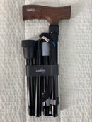 Liberty Base Cane Folding Black with Straight wooden Handle LH200