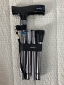 Liberty Base Cane Folding Silver with Straight Black Handle LH230