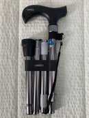 Liberty Base Cane Folding Silver with Curved Black Handle LH231