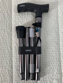 Liberty Base Cane Folding Silver with Straight Black Handle LH230