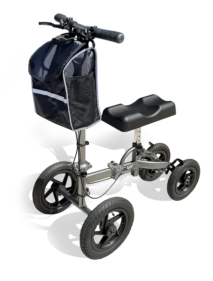 Redgum Knee Walker  With Air filled Tyres to Increase Ride Comfort, Either rh/Lh Brakes & Handy Bag